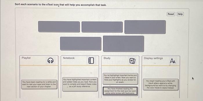 Sort each scenario to the etext icon