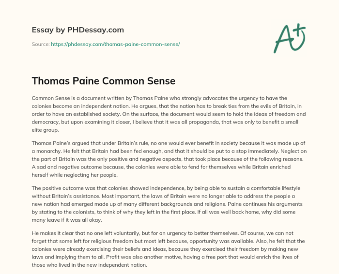 Common sense thomas paine apush