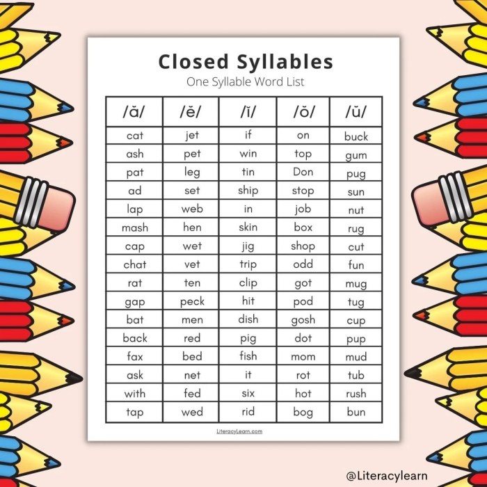 Syllable phonics syllables fundations snippets sarah learning open