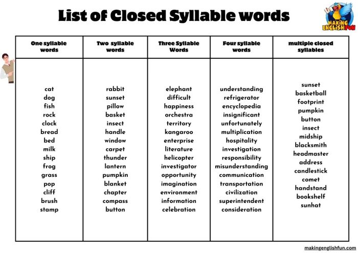 Syllables syllable types english posters phonics classroom teaching rules poster words take chart word reading anchor teach open maketaketeach closed