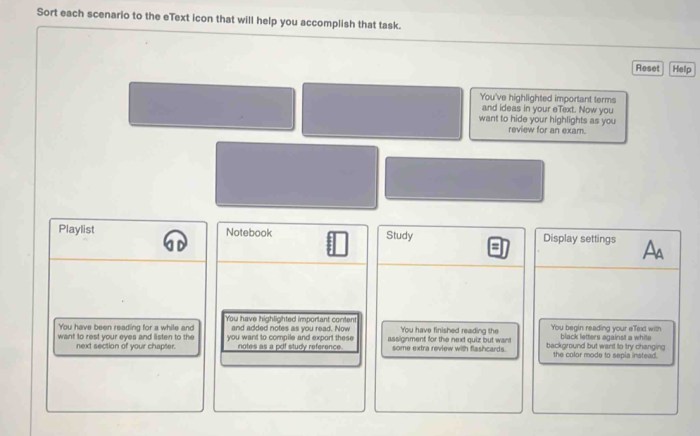 Sort each scenario to the etext icon